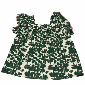 THML Green Printed Puff Sleeve Textured Top Blouse Small thumbnail 4