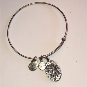 Alex and Ani Silver Tone Daughter Flowers Charm Bangle Bracelet thumbnail 2
