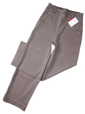 NWT SPANX 20312R Stretch Twill Cropped Wide Leg in Smoke Khaki Pants S thumbnail 2