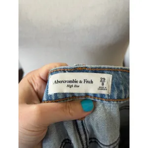 NWT Abercrombie Light Wash Denim High Waisted Slit Midi Skirt Western 90s thumbnail 4