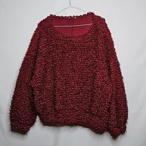 NWOT Zara burgundy red fuzzy popcorn warm sweater sz Small thumbnail 1