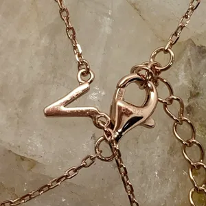 BS 925 "VOTE" Floating Letter 16''‎ - 18'' Necklace Rose Gold Plated Silver 1.8g thumbnail 3