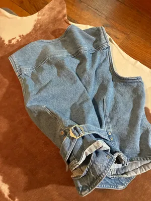 Carolina Blues Vintage 100% Cotton Jean Vest size large adjustable back No flaws!! thumbnail 3