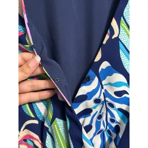 Entro Tropical Monstera Leaf Flutter Sleeve Tiered Midi Dress Maximalist‎ Resort thumbnail 6