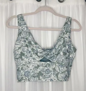 Abercrombie & Fitch Floral Crop Top - Blue and White thumbnail 1