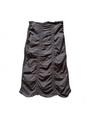 XCVI Stretch Poplin Double Shirred Panel Midi Skirt Boho Drawstring Waist Small thumbnail 4
