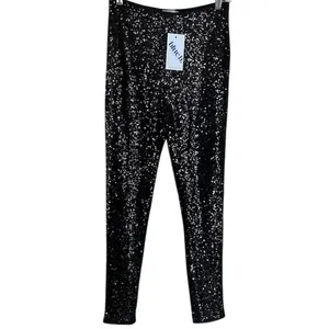 Blue B Collection Black Sequin Fully Lined Leggings Size M NWT Size M thumbnail 2