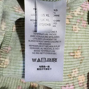 Urban Outfitters Ruby Floral Lettuce Edge Button Plunging Crop Top Green XL💚 thumbnail 10