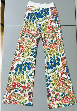 Cider White Floral High-Rise Flare Pants Bottoms Trousers Size XS 🌷 thumbnail 3