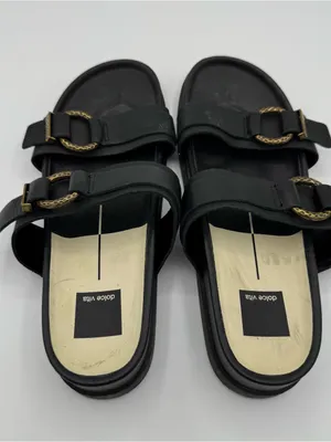 Dolce Vita Soya Platform Sandals Onyx black Leather Size 9 minimalist neutral‎ thumbnail 3