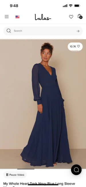 Lulus My Whole Heart Dark Navy Blue Long Sleeve Wrap Dress Size 1X MSRP $99 thumbnail 5