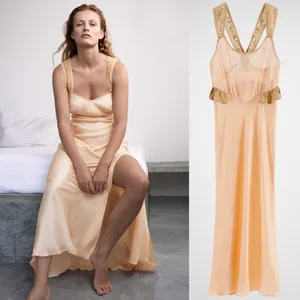 Zara SATIN MIDI LONG LACE STRAPS PEPLIM DRESS Front Slit at Hem Size S NEW thumbnail 4