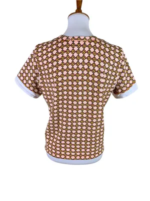 Tory Burch Logo Checker Print T-Shirt Large Short Sleeve thumbnail 3
