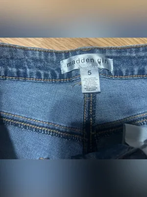 Steve Madden high rise wide leg denim acid wash jeans ladies/jr size 5 w stretch thumbnail 3