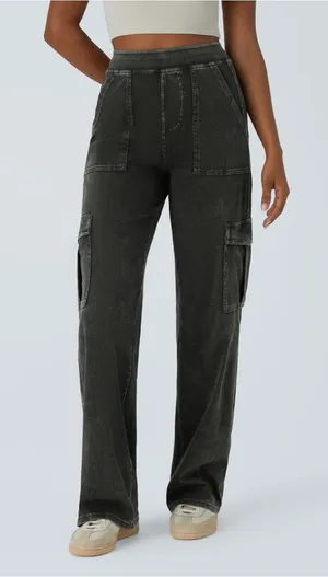 HALARA Flex Mid Rise Pockets Straight Leg Casual Cargo Jeans thumbnail 1