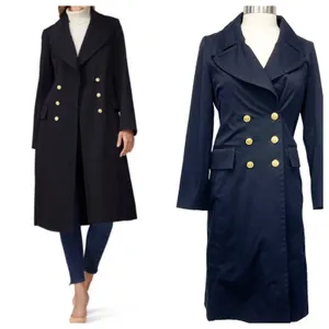 Victor Alfaro Womens Trench Coat Small Navy‎ Chic Preppy Quiet Luxury Old Money thumbnail 8