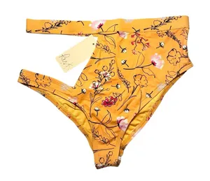 Ris-K Wildflower Floral Garden High Rise Cut Out Bikini Bottom Small Made in USA thumbnail 1