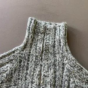 Chunky High Neck Wool Zip Up Sweater Gray thumbnail 8