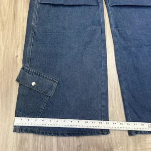 SHEIN Dark Blue Wide Leg Cargo Jeans thumbnail 6