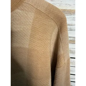 MADEWELL Women's XL Merinol Wool Windowpane Plaid Pullover Sweater Camel Tan thumbnail 11