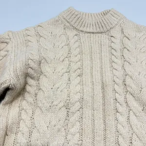 A New Day Women Cream Cable Knit Mock Neck Sweater Chunky Fisherman Style size S thumbnail 2