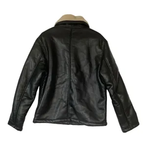 Zara womens large faux leather faux sheapling jacket pleather coat cold thumbnail 4