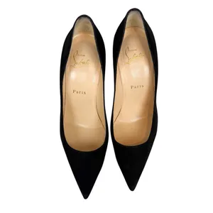 Christian‎ Louboutin Pigalle 100 Black Suede Pumps Stiletto Heels Size EU 37 thumbnail 3