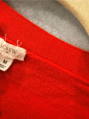 J.Crew Size M 100% Merino Wool Cardigan Sweater Red Orange Button Front thumbnail 6