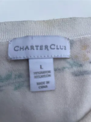 Charter Club Retro Bicycle and Garden Button Up Cardigan, Size L thumbnail 3