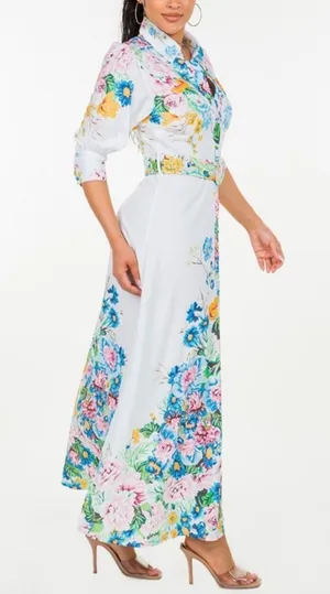White Floral Maxi Dress Multiple thumbnail 6