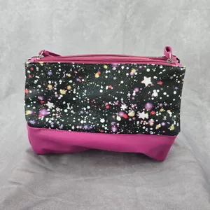 Tahari Purple Star Double Zipper Toiletries Snap‎ Makeup Cosmetics Bag thumbnail 2