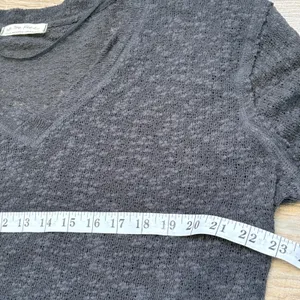 NWT Free People We The Free Slub Knit V-Neck Top M‎ Black Boho OB1075901 Grunge thumbnail 7