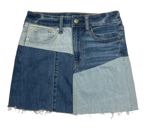 American Eagle‎ Patchwork Denim Mini Skirt Size 00 NWT Y2K Festival thumbnail 1