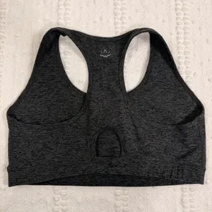 Beyond Yoga Womens 2X Space Dye Racerback Sports Bra Charcoal Gray Keyhole Back thumbnail 3