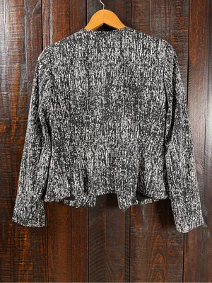 Black/White Asymmetrical Zip Blazer Jacket Size SMALL Black thumbnail 5