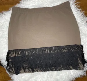 BB Dakota- Brown Skirt w/Black Fringe thumbnail 1