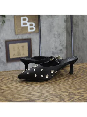A New Day Womens Katia Heels Satin Teardrop Rhinestone 94663377 Black 6M thumbnail 7