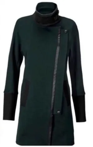 Cabi Renaissance Forest Green Black Asymmetrical Full Zip Mid Length Jacket‎ S thumbnail 1