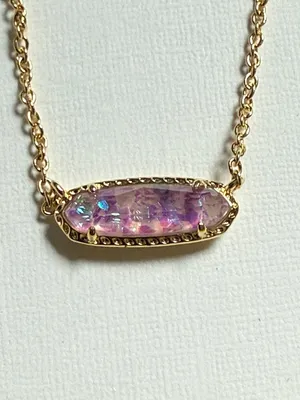 Kendra Scott Eva Pendant Gold Pink Opal Necklace Emma Huggie Earring Set New thumbnail 6