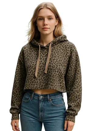 OLIVACEOUS Animal Print Lightweight Wool Blend Leopard Print Hooded Pullover thumbnail 1