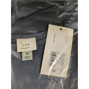 A New Day Womens‎ Blue Satin Midi Dress Cap Sleeve Crew Neck 2X NEW. thumbnail 5