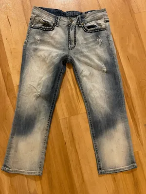 Y2K Miss Me Boyfriend Ankle Capri Jeans Silver Creek Embellished 29 thumbnail 1
