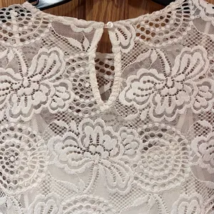 Hollister Floral‎ Lace Mesh Long Sleeve Camisole Lined Top Antique White Size XS thumbnail 6
