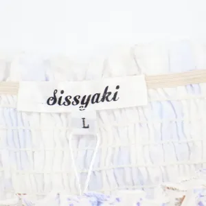 Sissyaki Blue Floral Smocked Midi Dress Square Neck Puff Sleeve Large thumbnail 3