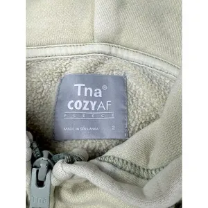 TNA Cozy AF Fleece Zip Up Hoodie Sweatshirt‎ Beige Casual Comfort Size 2 thumbnail 2