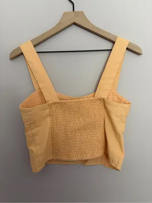 Abercrombie & Fitch Apricot Linen Blend Corset Crop Top Medium thumbnail 4