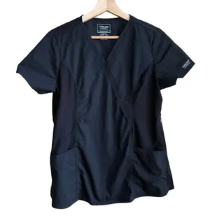 Cherokee workwear revolution stretch black scrubs top maternity women's size S thumbnail 1
