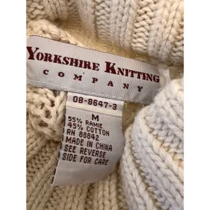 Vintage Yorkshire Knitting Co Ivory Turtle Neck Column‎ Sweater Adult Size M thumbnail 4