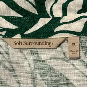 Soft Surroundings‎ Shirt Dress Steffi Linen Maxi Resort Button Up Leaf Green XL thumbnail 4