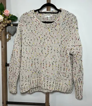 Seven 7 Chunky‎ Popcorn Confetti Rainbow Color Long Sleeve Sweater Size Small thumbnail 1